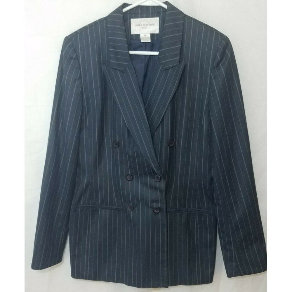 Jones New York Womens Suit Jacket Blazer Pinstripe